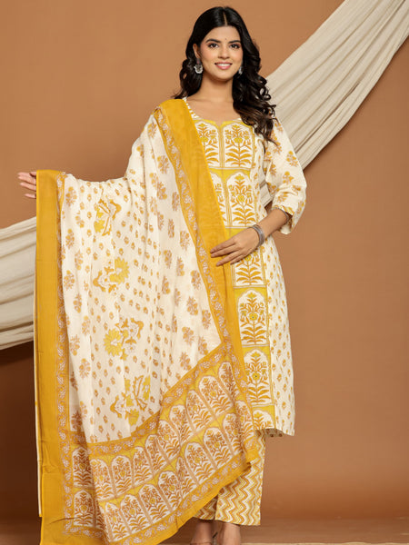 Ruaati Yellow Kurta Palazzo Set