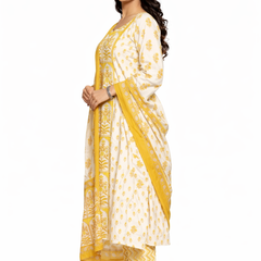 Ruaati Yellow Kurta Palazzo Set