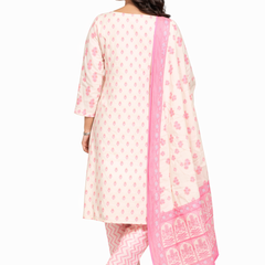 Pink Cotton Printed Premium Suit Set