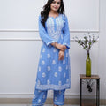 Sky Blue Chikankari Kurta Set