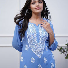 Sky Blue Chikankari Kurta Set