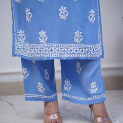Sky Blue Chikankari Kurta Set
