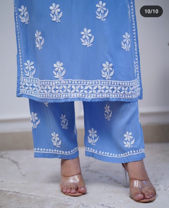 Sky Blue Chikankari Kurta Set