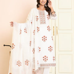 Ruaati White And Pink Kurta Palazzo Set