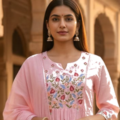 Ruaati Pink Kurta Palazzo Set