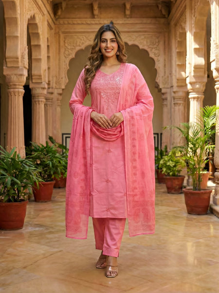Ruaati Pink Kurta Palazzo Set
