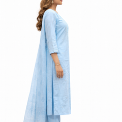 Ruaati Sky Blue Kurta Palazzo Set