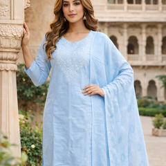 Ruaati Sky Blue Kurta Palazzo Set