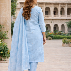 Ruaati Sky Blue Kurta Palazzo Set