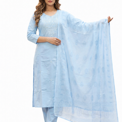 Ruaati Sky Blue Kurta Palazzo Set
