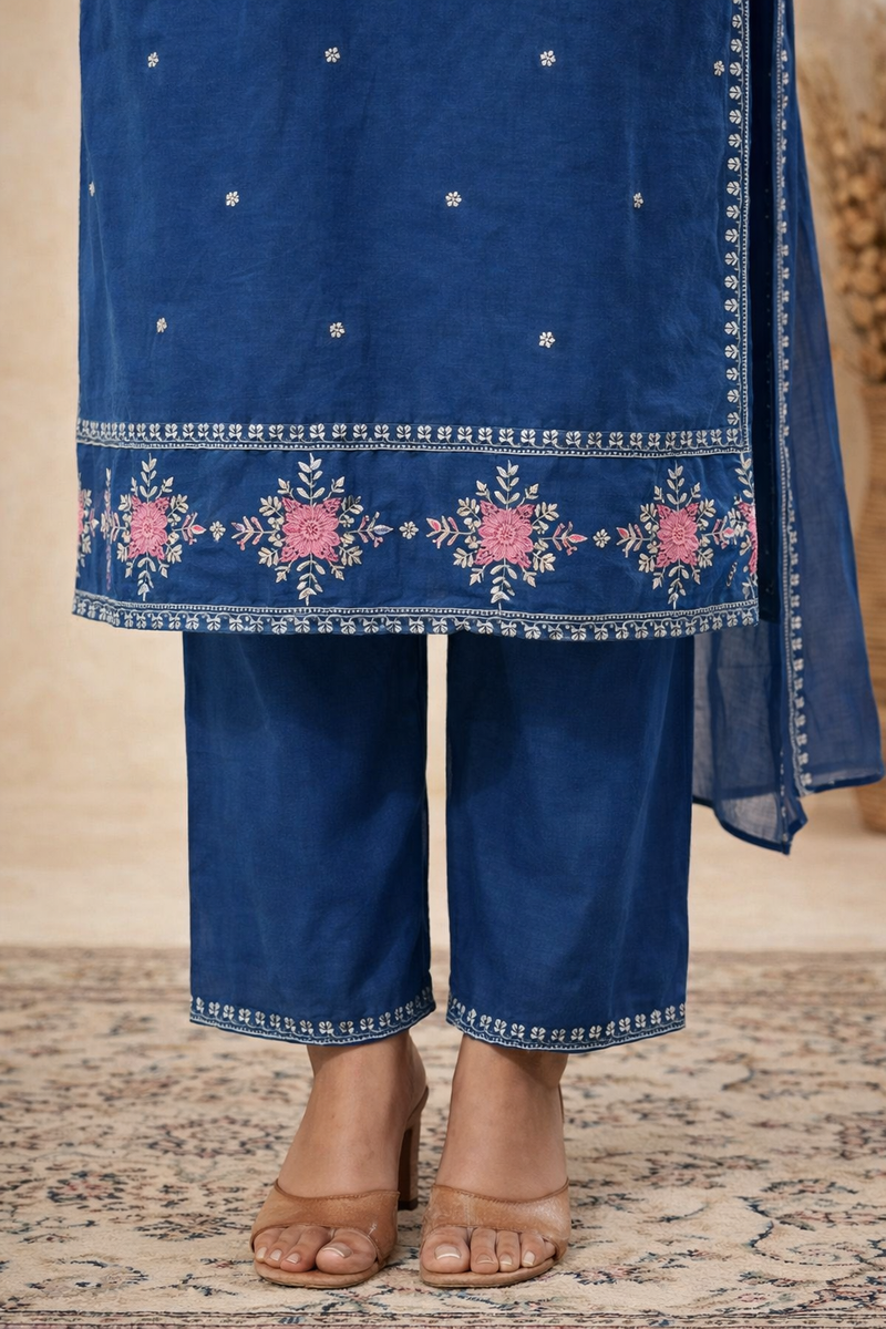 Ruaati Blue Kurta Palazzo Set
