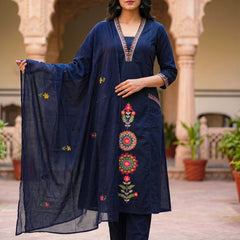 Ruaati Navy Blue Kurta Palazzo Set