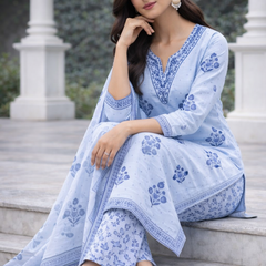 Ruaati Blue Kurta Palazzo Set