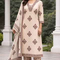 Ruaati Beige Kurta Palazzo Set