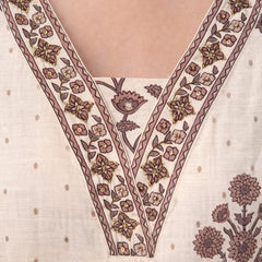 Beige Floral Cotton printed Suit Set