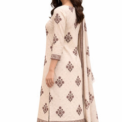 Beige Floral Cotton printed Suit Set