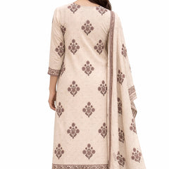 Beige Floral Cotton printed Suit Set