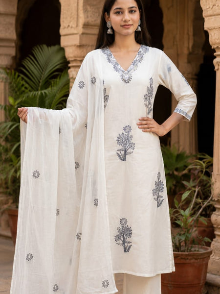 Ruaati Off White Kurta Palazzo Set