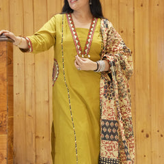 Ruaati Olive Green Kurta Palazzo Set