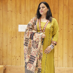 Ruaati Olive Green Kurta Palazzo Set