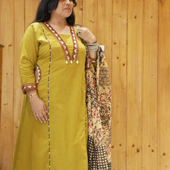 Ruaati Olive Green Kurta Palazzo Set