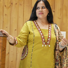 Ruaati Olive Green Kurta Palazzo Set