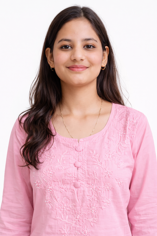 Ruaati Women Mul Cotton Chikankari Straight Kurta with Pant Set