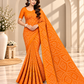 Orange Bandhani Printed Georgette Saree