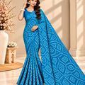 Blue Bandhani Printed Georgette Saree