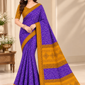 Purple Bandhani Printed Saree with Mustard Border
