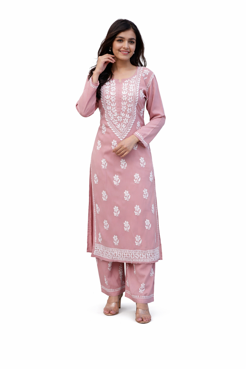 Ruaati Women Embroidery Kurta Pant Suit Sets for Daily Wear