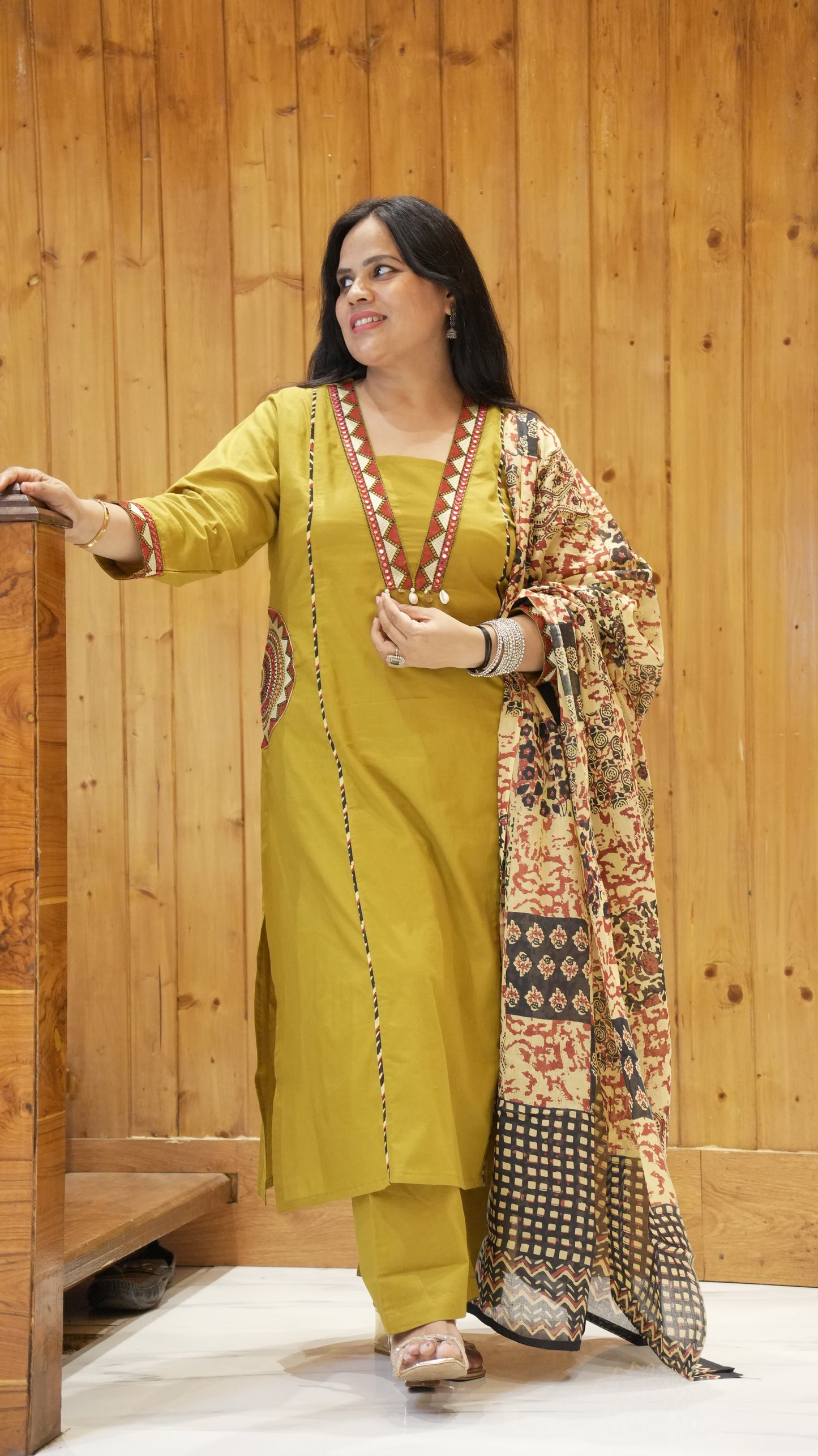 Ruaati Women Premium Mul Cotton Olive Green Printed Suit Set with Designer Dupatta