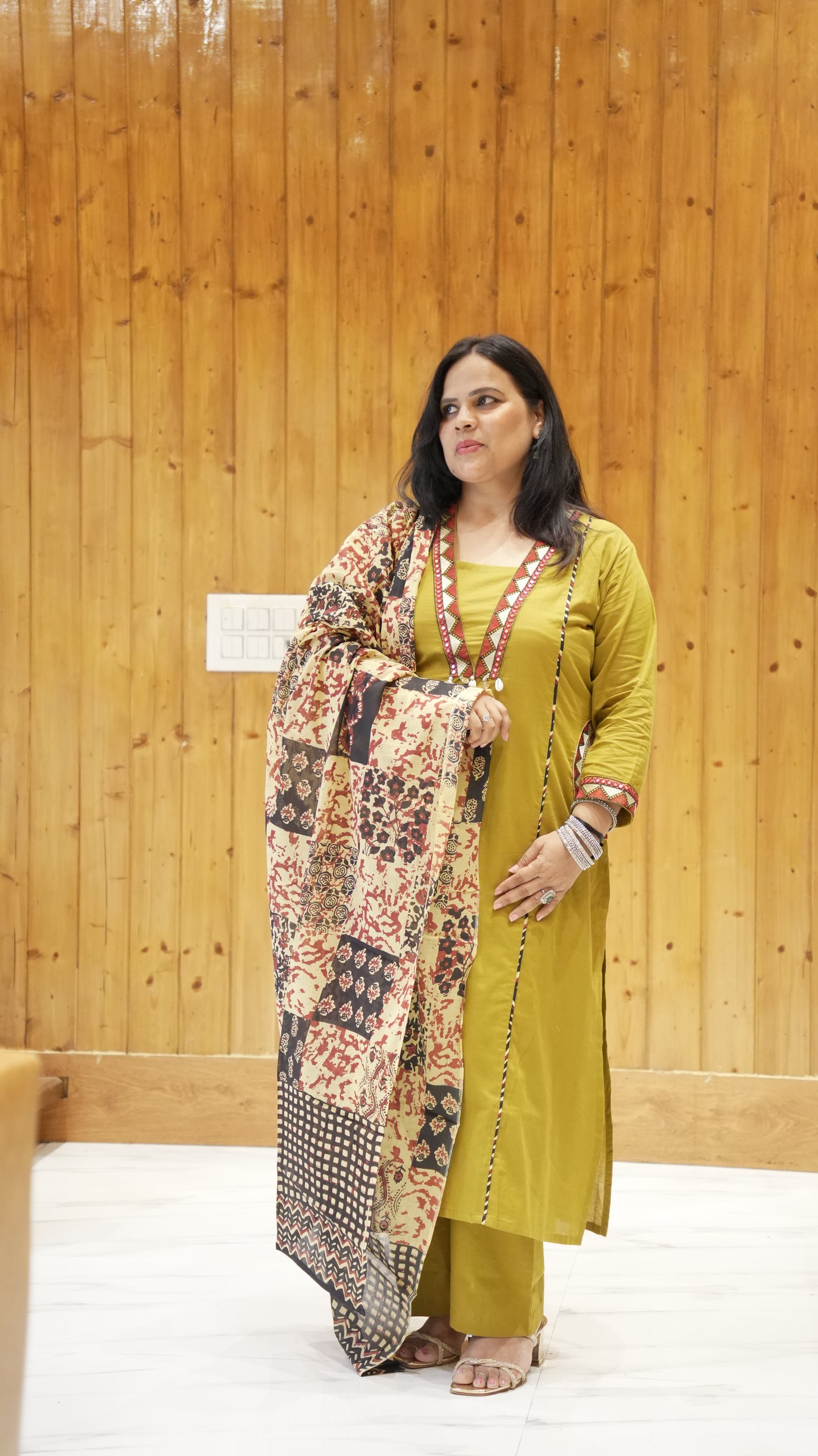 Ruaati Women Premium Mul Cotton Olive Green Printed Suit Set with Designer Dupatta