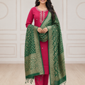 Pink Embroidered Straight Suit with Green Dupatta