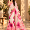 Peach Floral Printed Georgette Saree