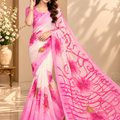 Pink Floral Printed Georgette Saree