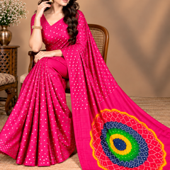 Premium Modal Silk Pink Color Saree with Mirror Work & Designer Border