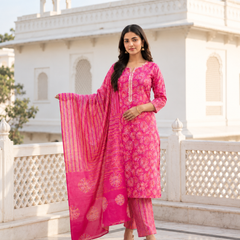 Rani Pink Printed Suit Set