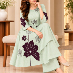 Mint Green Floral Printed Kurta Set