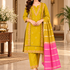 Mustard Yellow Embroidered Suit Set