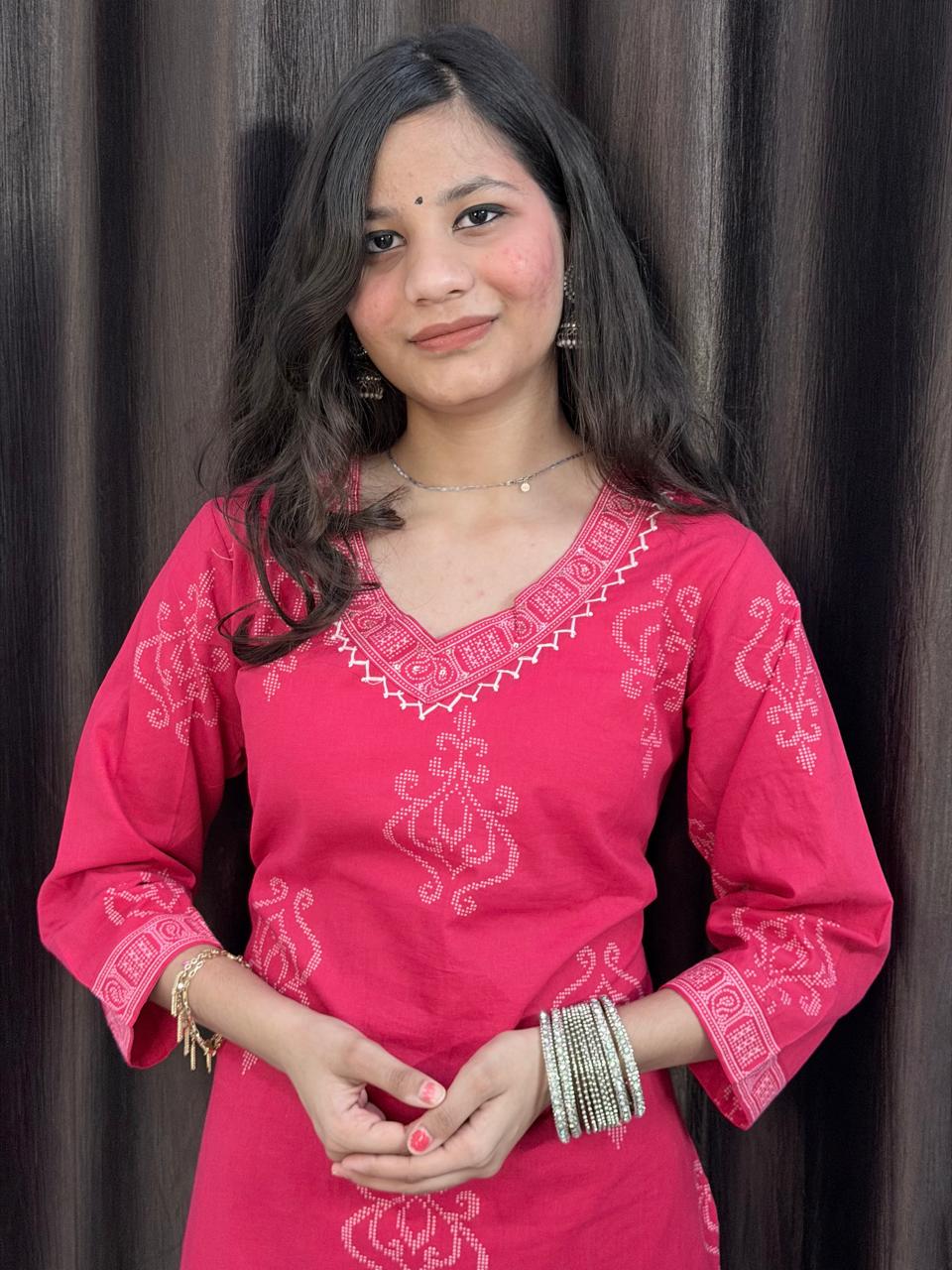 Ruaati Women Magenta Embroidered Kurta Pant Set with Dupatta