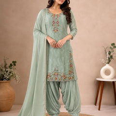 Glass Green Embroidered Farsi Salwar Suit Set