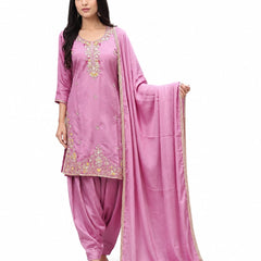 Pink Heavy Beats Farsi Salwar Suit with Dupatta