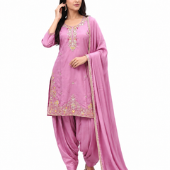 Pink Heavy Beats Farsi Salwar Suit with Dupatta