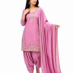 Pink Heavy Beats Farsi Salwar Suit with Dupatta