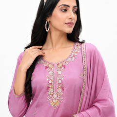 Pink Heavy Beats Farsi Salwar Suit with Dupatta