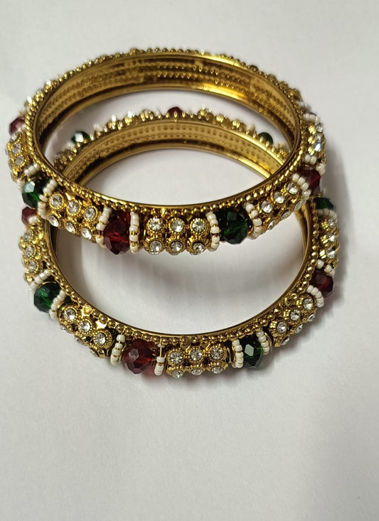 Ruaati Bangles Gold Plated American Stone Bangles Set. Size set 2.8 & 2.6, Buy Now Limited Stock.