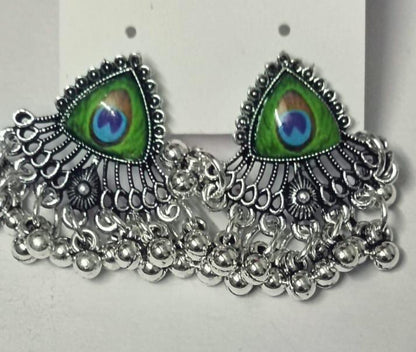 Lovely Oxidized & Multi Color Peacock Earrings