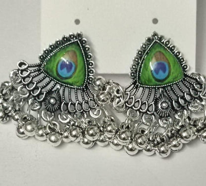 Lovely Oxidized & Multi Color Peacock Earrings