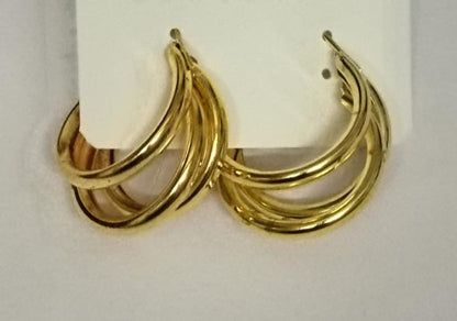 Beautiful Women & Girls Gold Circular Hoop Design Earrings